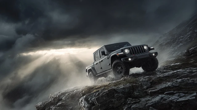 Jeep Gladiator Stormy Cliff Drive Action Adventure