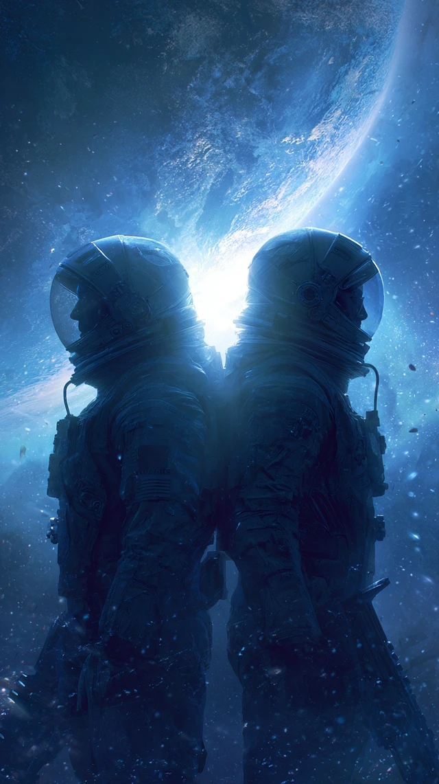 SciFi Astronauts in Dramatic Space Illustration