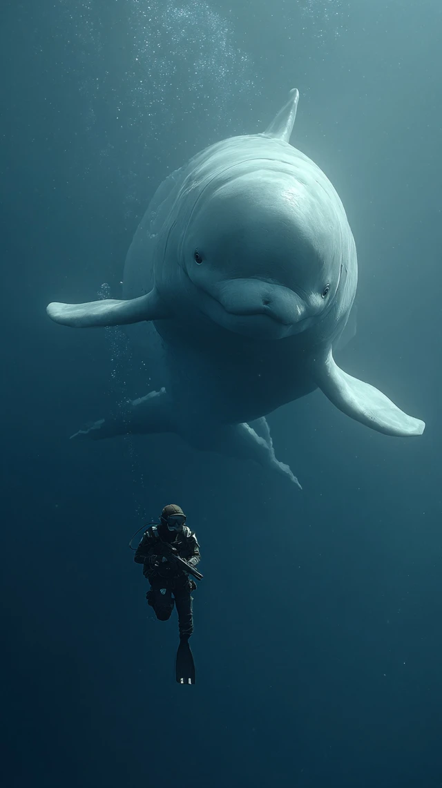 Giant Yangtze Finless Porpoise Underwater Portrait