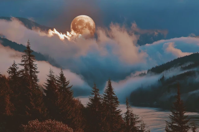 Pacific Northwest Landscape Twilight Scene