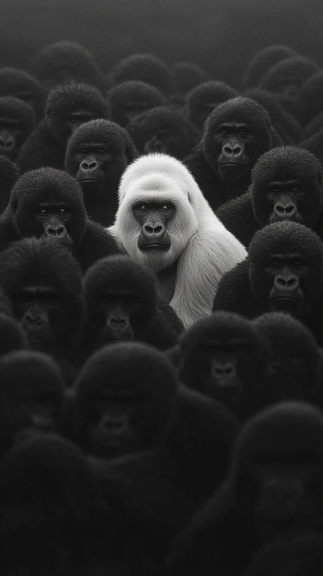 White Gorilla Stands Out Power and Individuality