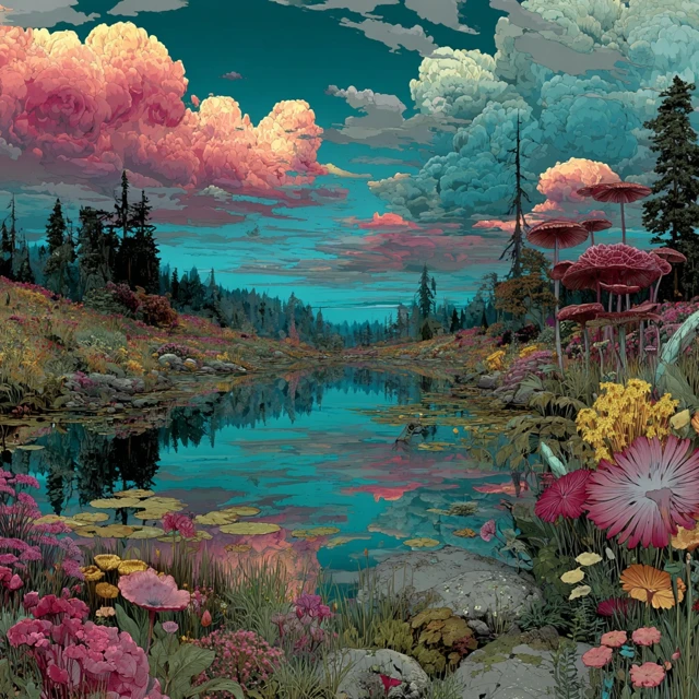 Skull in a Forest Artistic Illustration