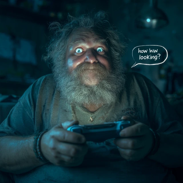 Gamer in Moms Basement Photo Realistic