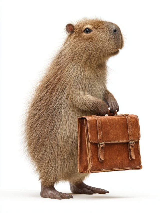 Cute Capybara with Briefcase 3D Render