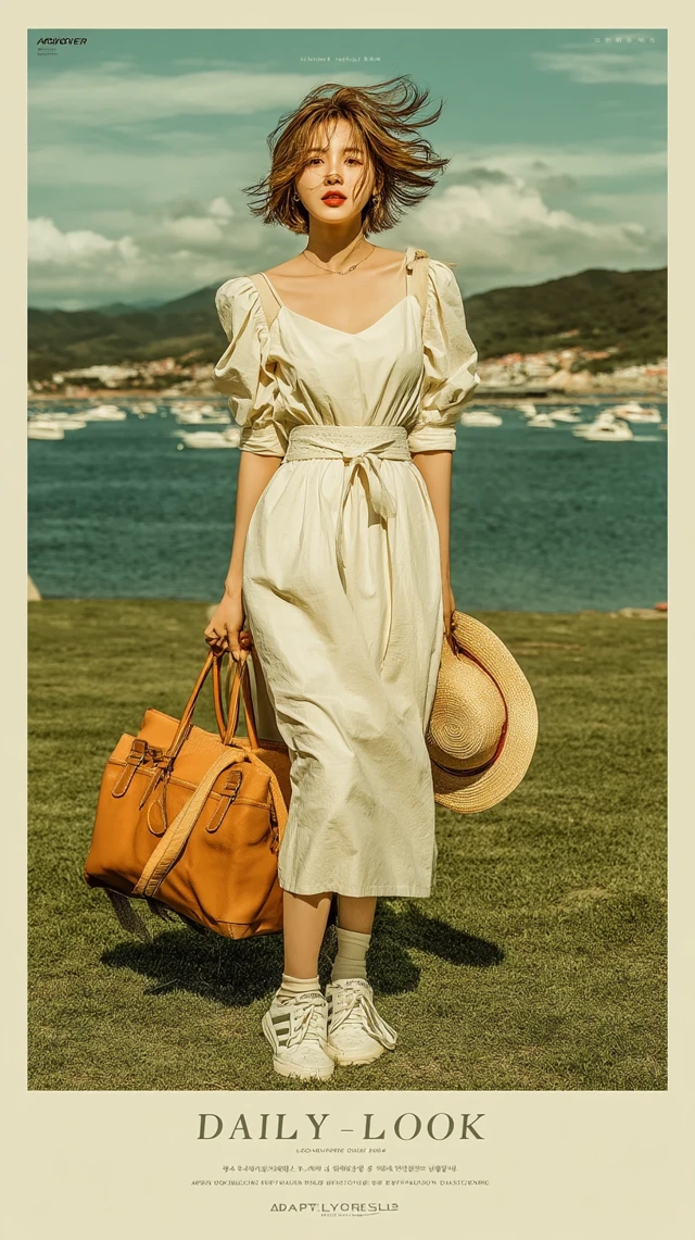 Korean Actress Style: Woman in White Dress by the Lake