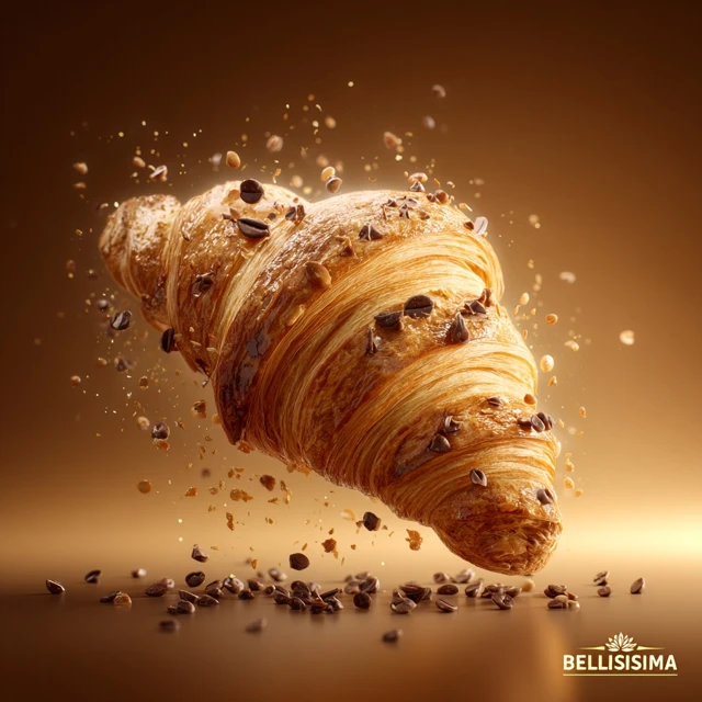 Delicious Croissant with Chocolate Hyperrealistic 3D