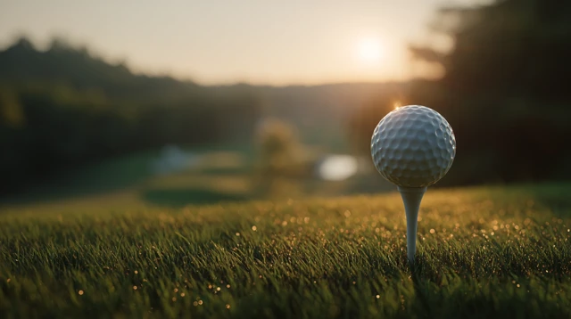 Golf Ball Bun on Tee Vibrant Sunlight on Green Course