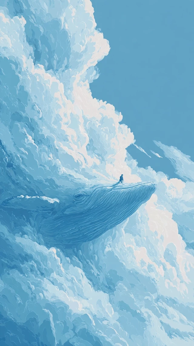 Cloud Whale Minimalist Art