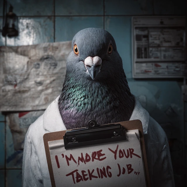 Intimidating Pigeon Doctor With Clipboard Taking Your Job