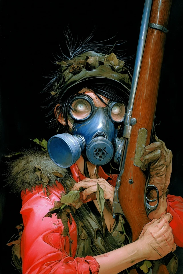 Wasteland Scavenger Woman with Rifle