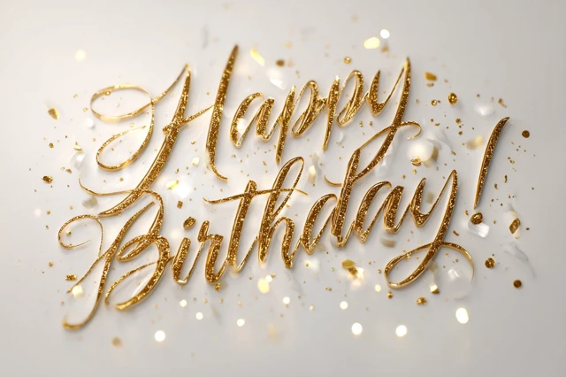 Happy Birthday Golden Calligraphy Sparkles