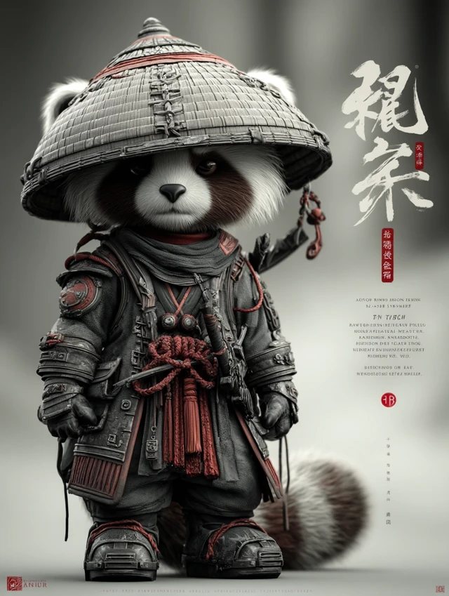 Red Panda Warrior God Tang Dynasty Poster