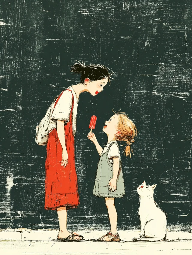 Shared Popsicle A Touching Chalkboard Illustration