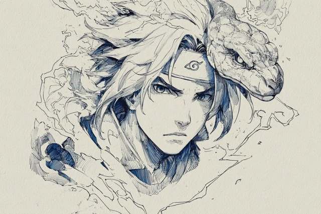 Sasuke Uchiha Tattoo Design Lightning Snake Anime