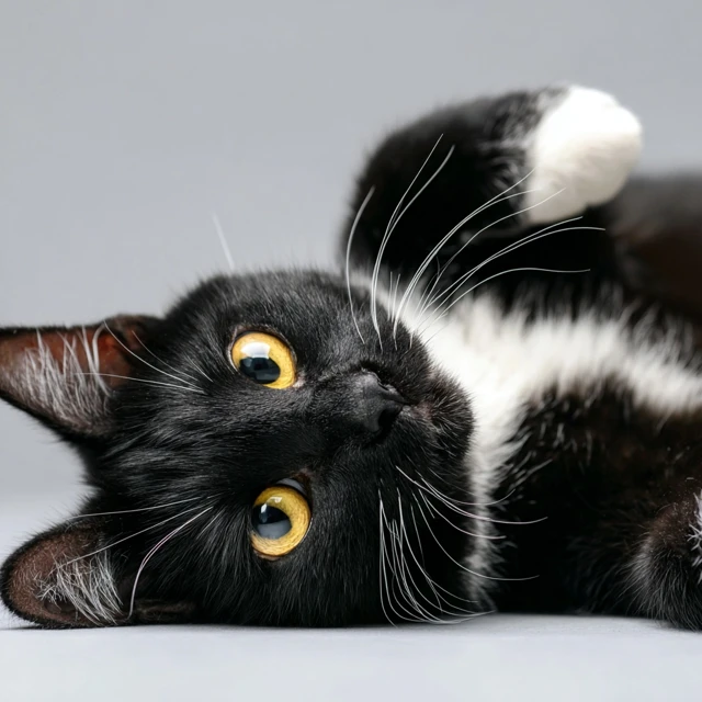 Black Cat Winking Mischievous Close Up Shot