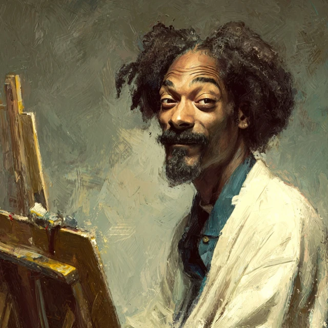 Snoop Dogg as Bob Ross Painting Happy Little Trees