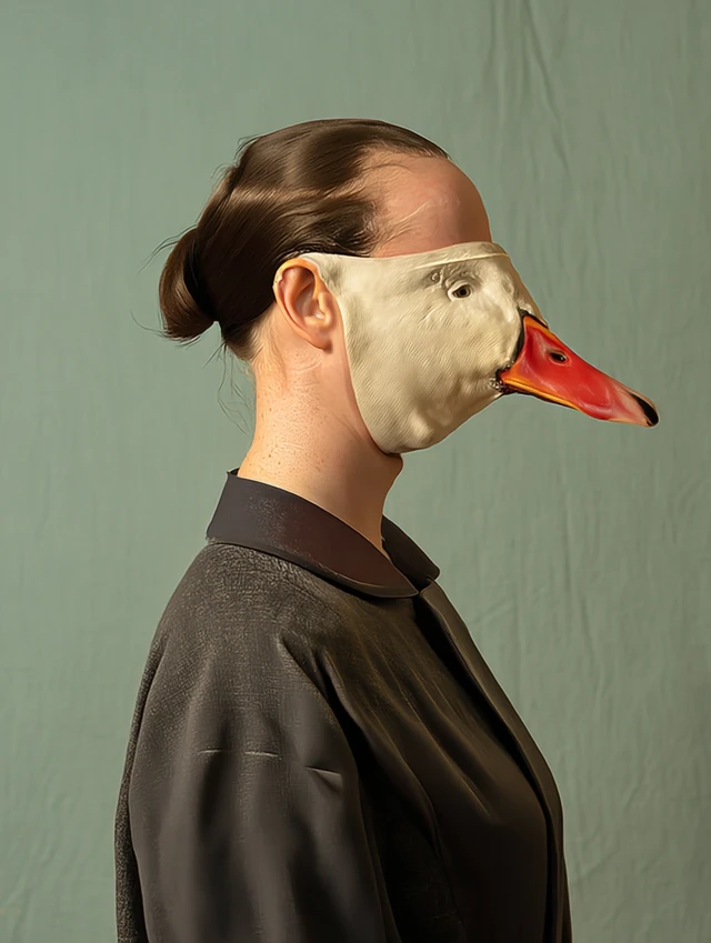 Melancholy Goose Mask Portrait Michael Borremans