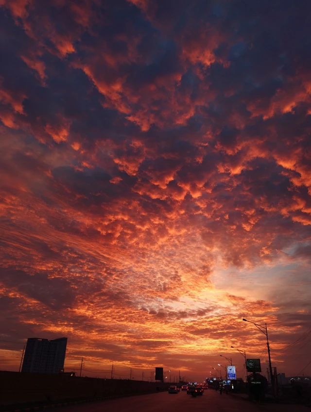 Roadside Sunset Orange Sky