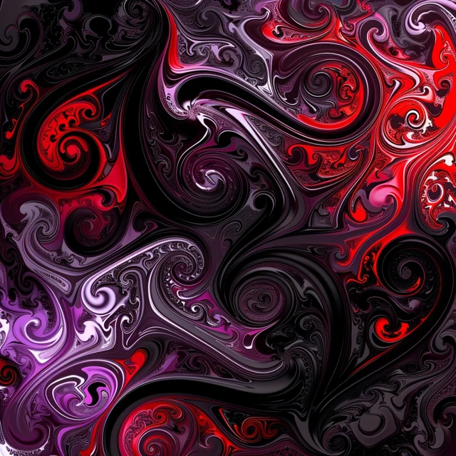Abstract Swirls Black Red Purple Design