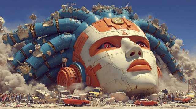 Colossal Medusa Robot Destroys Futuristic City