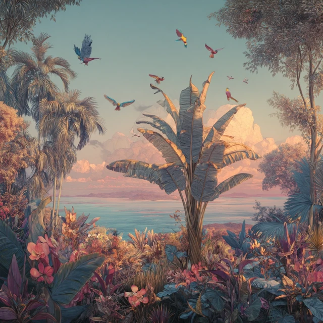 Dreamy Seaside Garden Artwork