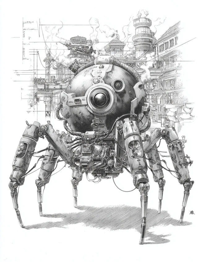 Anime Spider Robot with Explosive Charge