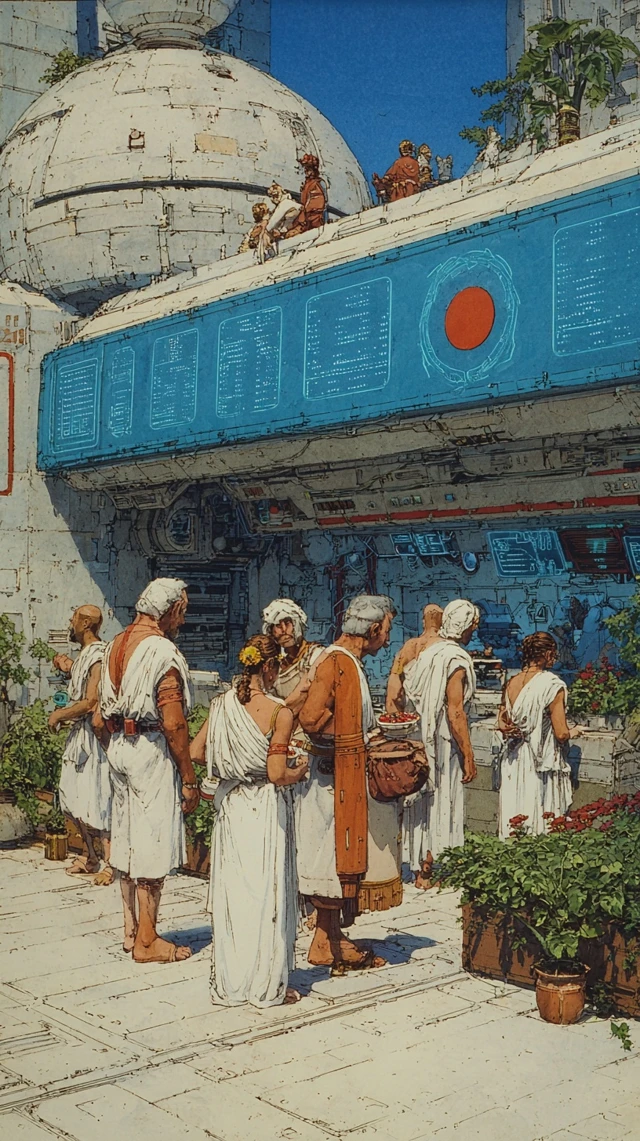 Moebius Art Roman Legion Spaceship Neon Gardens