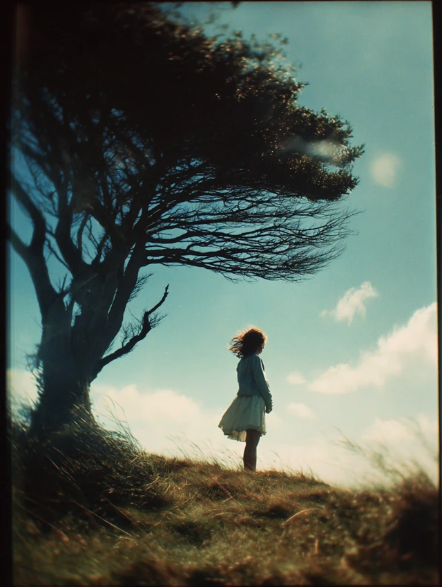 Girl and Tree Lomo Photo