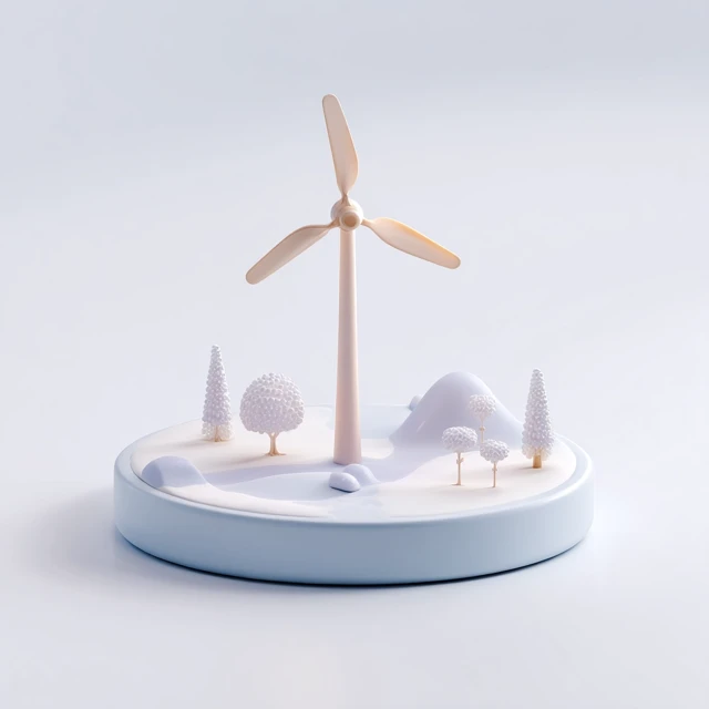 3D Wind Turbine Icon Pastel Minimal Design