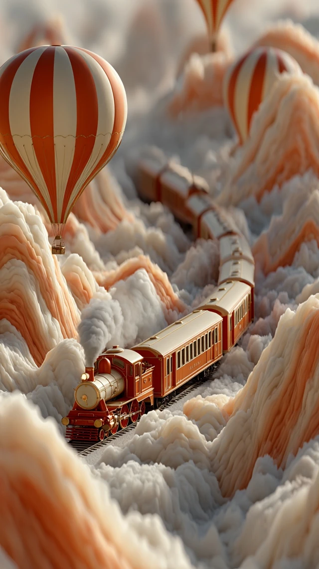 Hermes Flying Locomotive Dreamlike Aerial View