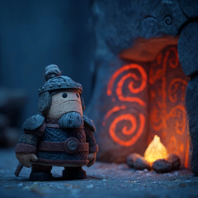 Dwarf Warrior in Clay Armor Moody Stop Motion