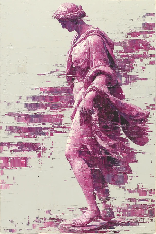 Aphrodite Pixel Art Oil Painting Neon Pink