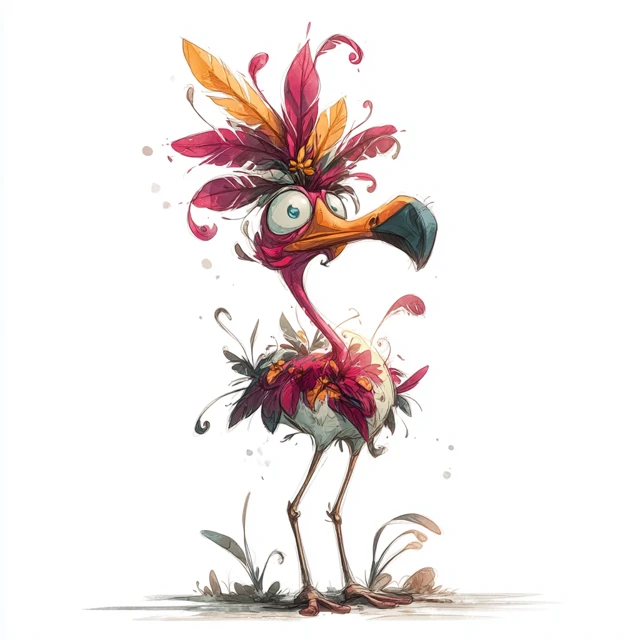 Colorful Flamingo Cartoon Illustration