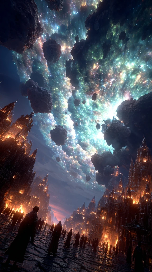 Futuristic Cityscape with Stellar Aurora