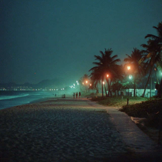 Vintage Brazilian Beach Night Photo 1970s