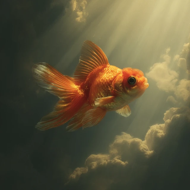 Timmy the Goldfish in Heaven A Heavenly Painting