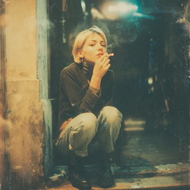 90s Grunge Blonde Woman Polaroid Photo