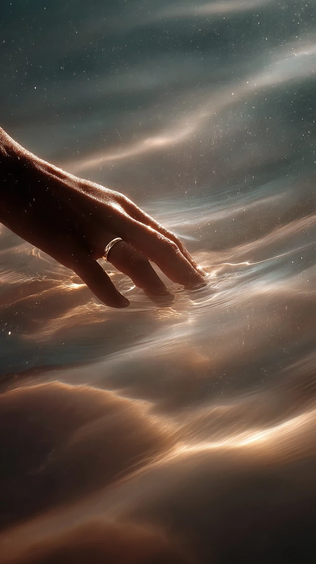 Hand in Water with Ring: High Detail Photography