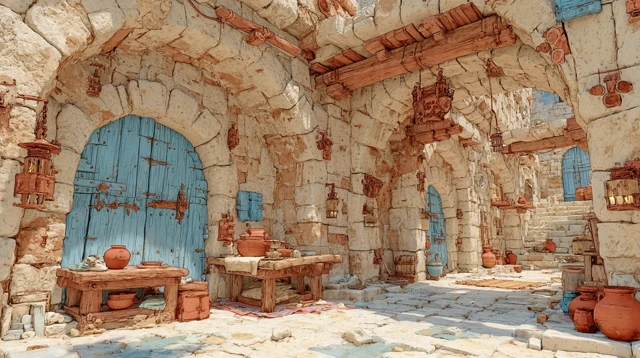 Ancient Egyptian Prison Chamber 3D Pixar Style
