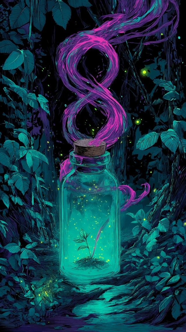 Cyberpunk Bioluminescent Jungle at Midnight