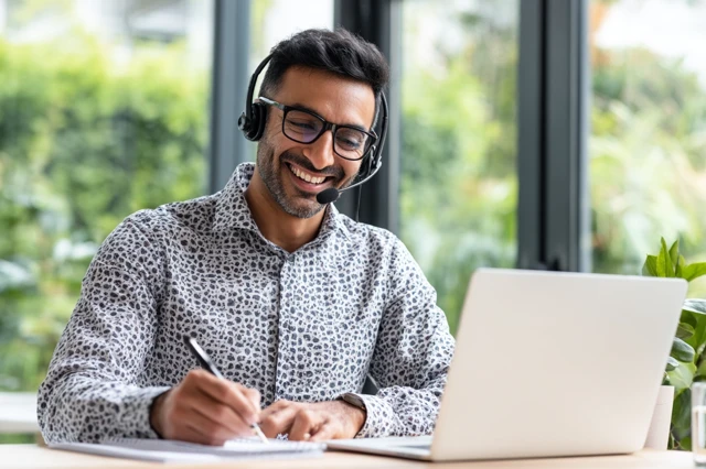 Indian Businessman in a Video Call Office Setting