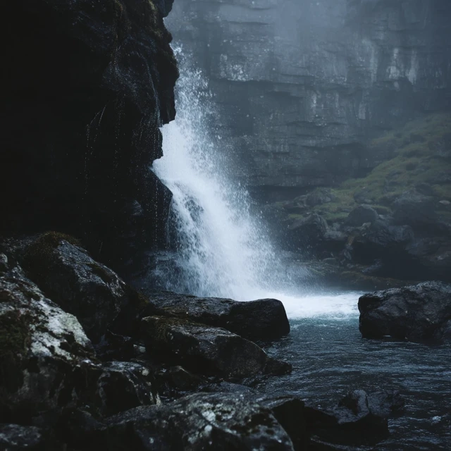 Beautiful Waterfall Close Up Nature Photography