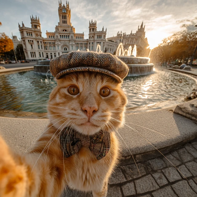 Dapper Cat Selfie in Madrid