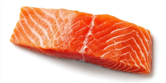 Fresh Salmon Loin Slice Isolated on White Background