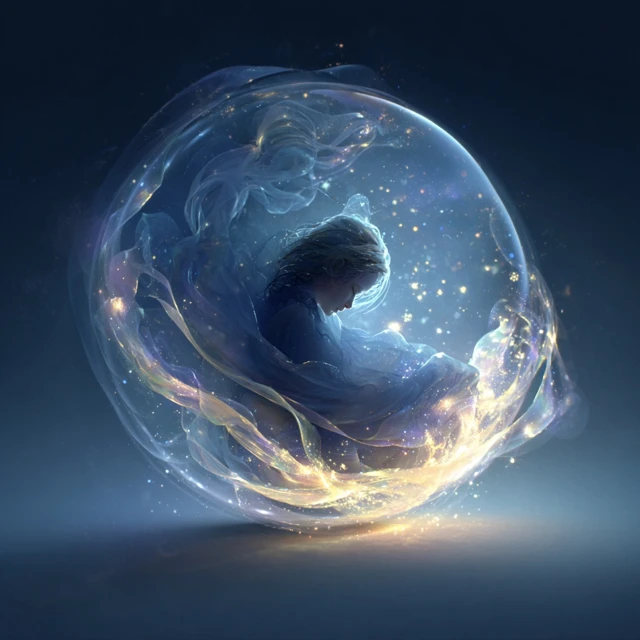 Stardust Girl in a Dreamy Sphere Digital Painting