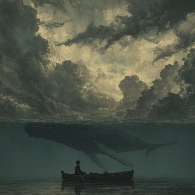 Girl and Whale at Sea Illustrated Novel