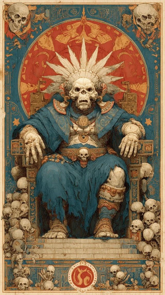 Aztec God of Death Mictlantecuhtli Tarot Card Art