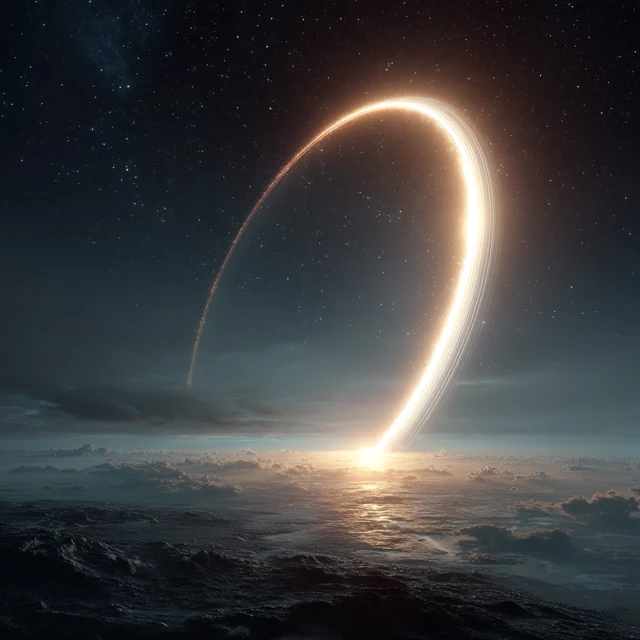 Glowing Ring in Space: Alien Planet and Stars