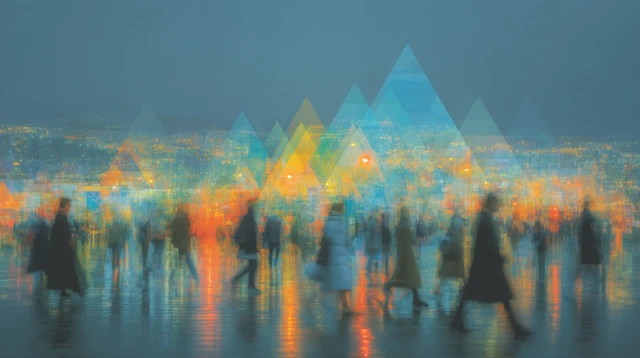 Dynamic Cityscape with Pedestrians Abstract Art
