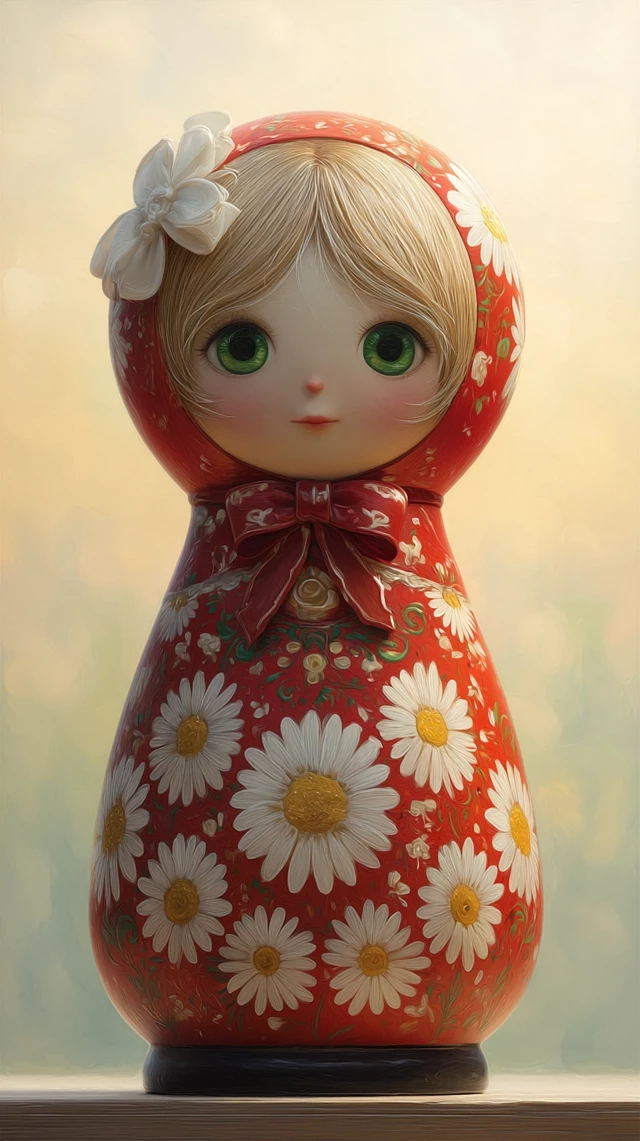 Anime Matryoshka Doll with Daisies
